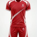 Premium Men’s Pro-Elite Red Volleyball Uniform Set – Breathable Athletic Mockup