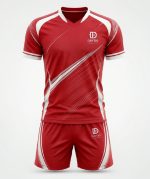 Premium Men’s Pro-Elite Red Volleyball Uniform Set – Breathable Athletic Mockup
